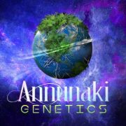 Annunaki Genetics logo cannabis planet in space